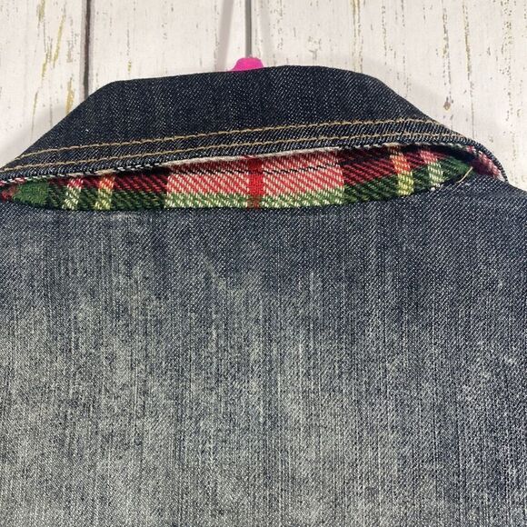 Coldwater Creek Plaid Lined Denim Jacket Womens S Preppy Classic Fall Layering - Picture 11 of 12